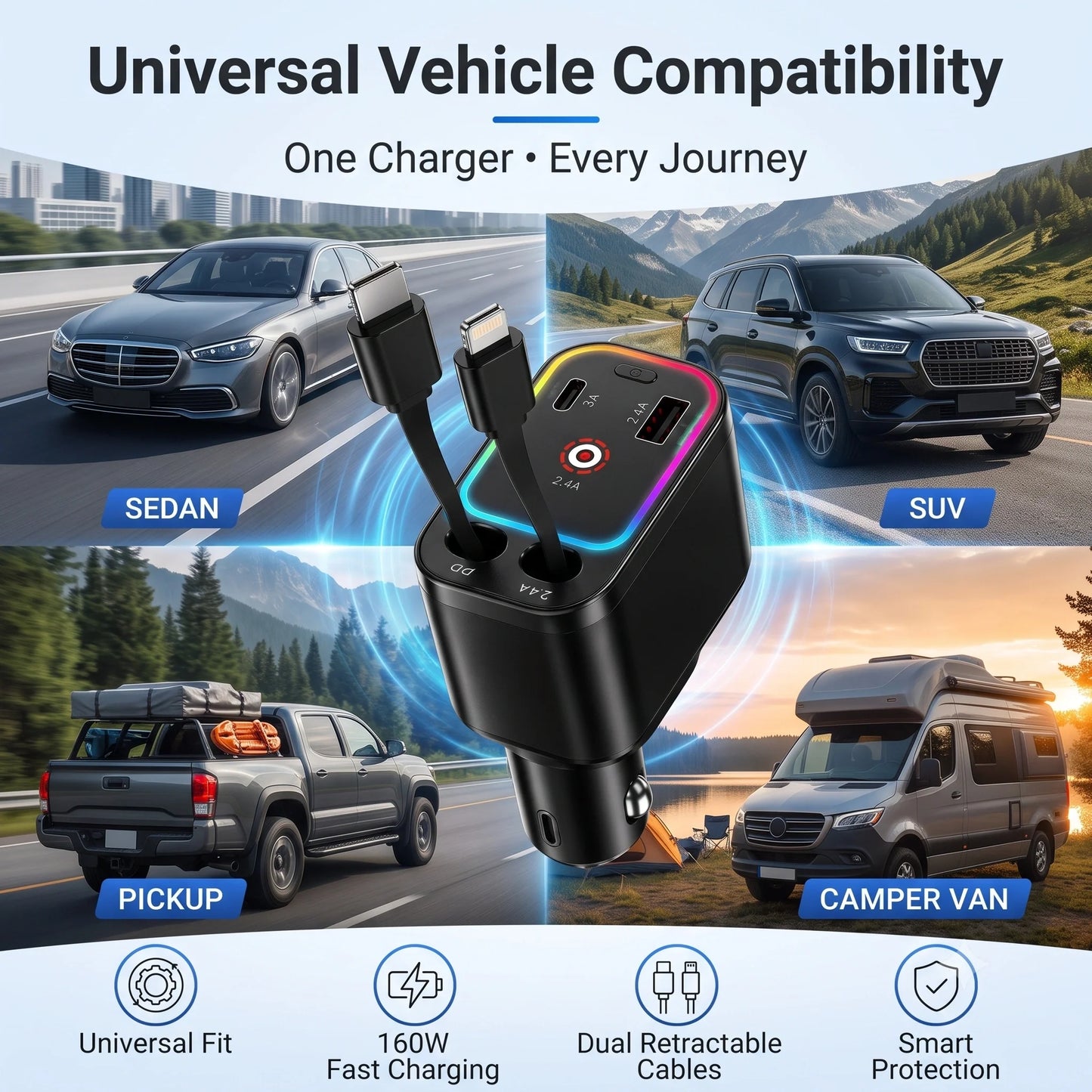 CarChargePro™ – 4-in-1 Fast Car Charger